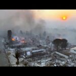 Drone captures trail of destruction from the Palisades wildfire