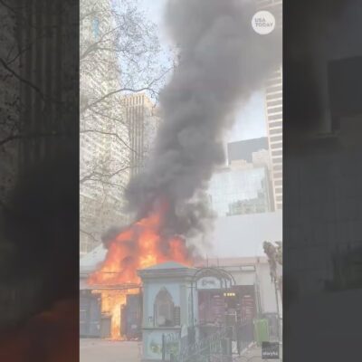 Fire shoots from booth at Bryant Park holiday market in NYC #Shorts