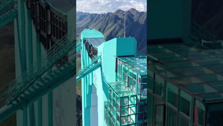 Aerial video shows record-breaking canyon bridge #Shorts