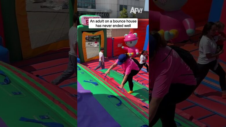 An adult on a bounce house has never ended well