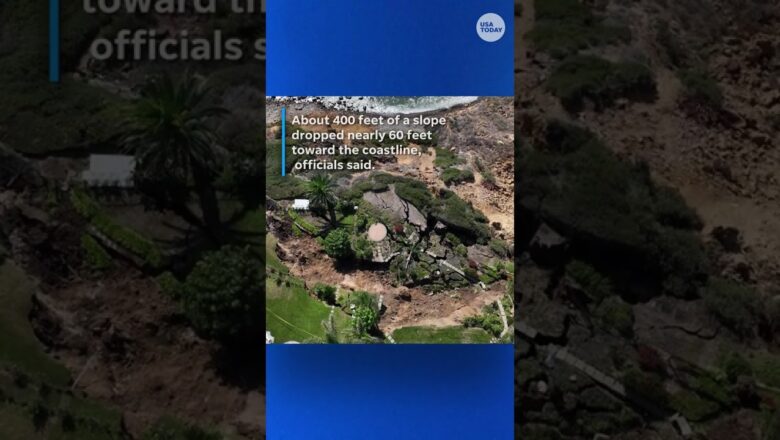 See drone footage of landslide damage along California coastal bluff #Shorts