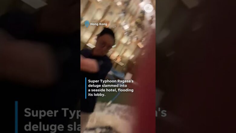 Watch Typhoon Ragasa floodwaters slam into seaside hotel #Shorts