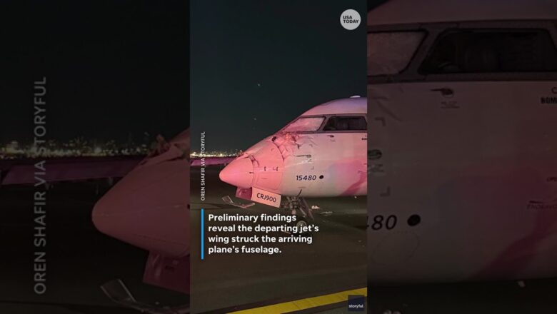 2 Delta jets collide while taxiing at New York’s LaGuardia Airport #Shorts