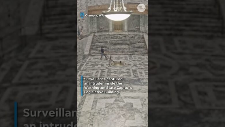 Surveillance shows man breaking into Washington Capitol, causing damage