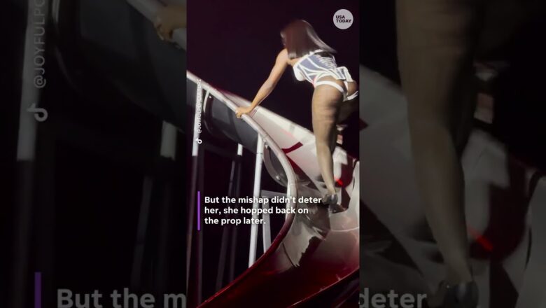 Talk about a bounce back: Watch rapper Doechii laugh off on-stage tumble