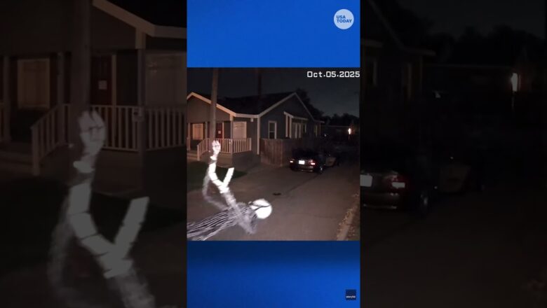 Watch thieves make off with a Jack Skellington Halloween decoration