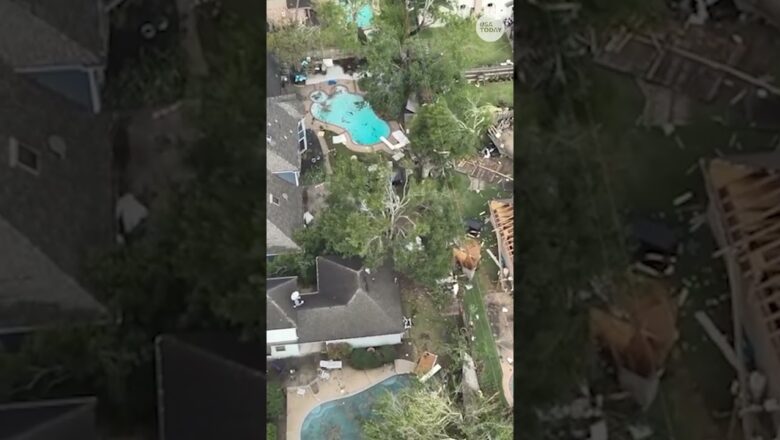Drone video shows aftermath of tornado swiping through Houston area #Shorts
