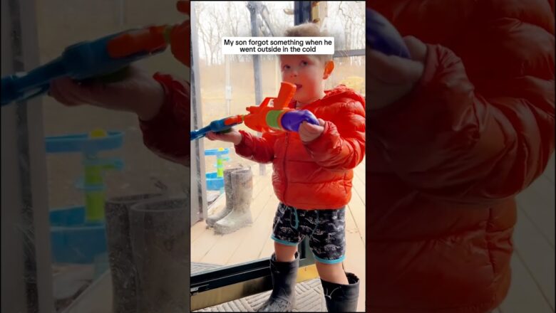 My son forgot something when he went outside in the cold