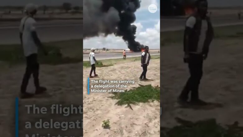 Terrifying video shows passengers jumping out of burning plane in the Congo