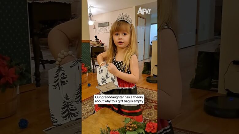 Our granddaughter has a theory about why this gift bag is empty