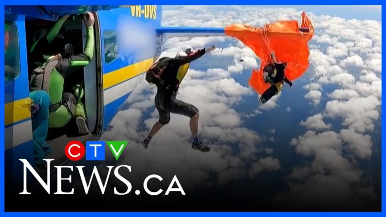 Skydiving gone wrong | Parachute opens preemptively, slams parachutist into plane’s tail wing