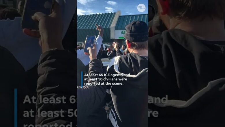 Crowd hits ICE vehicle with snowballs in tense confrontation