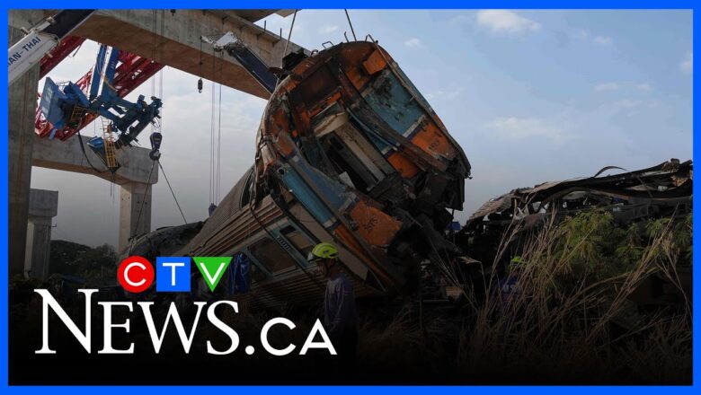 Dozens dead after construction crane collapses onto moving train in Thailand