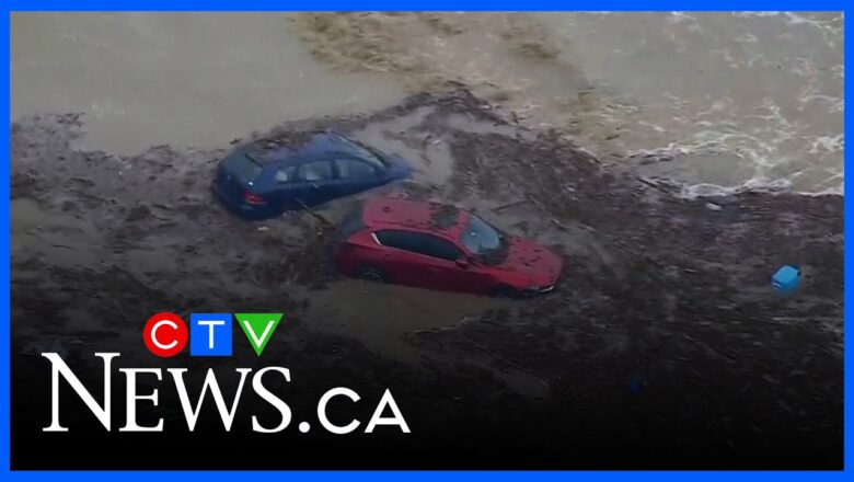 Watch as cars are swept out to sea amid major flash flooding in Australia