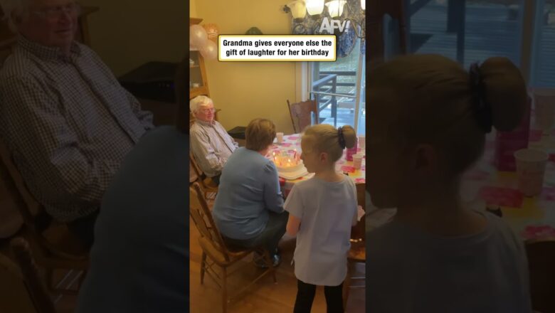 Grandma gives everyone else the gift of laughter for her birthday