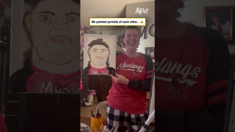 We painted portraits of each other… 😅