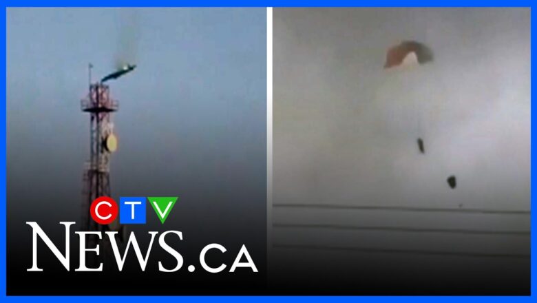 Fighter jet falls from the sky in Kuwait as crew ejects from aircraft