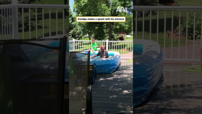 Grandpa makes a splash with his entrance