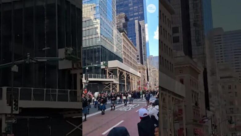 New York’s St. Patrick’s Day Parade has bagpipes, cheers and a sea of green