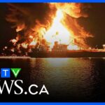 Oil tankers up in flames after Iranian attack in the Persian Gulf