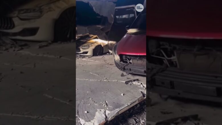 Parking garage partially collapses after car fire. See terrifying video.