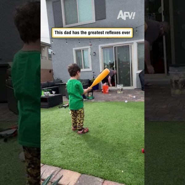 This dad has the greatest reflexes ever
