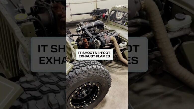 This jeep’s got live bullets and exhaust flames
