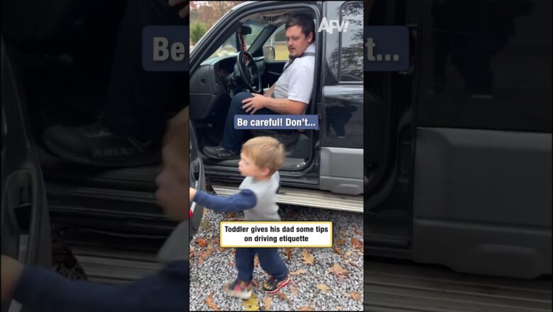 Toddler gives his dad some tips on driving etiquette