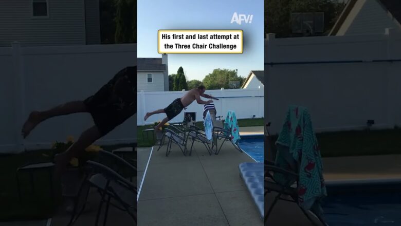His first and last attempt at the Three Chair Challenge