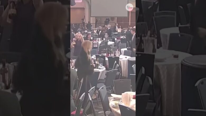 See guests grab wine bottles after White House Correspondents’ Dinner shooting
