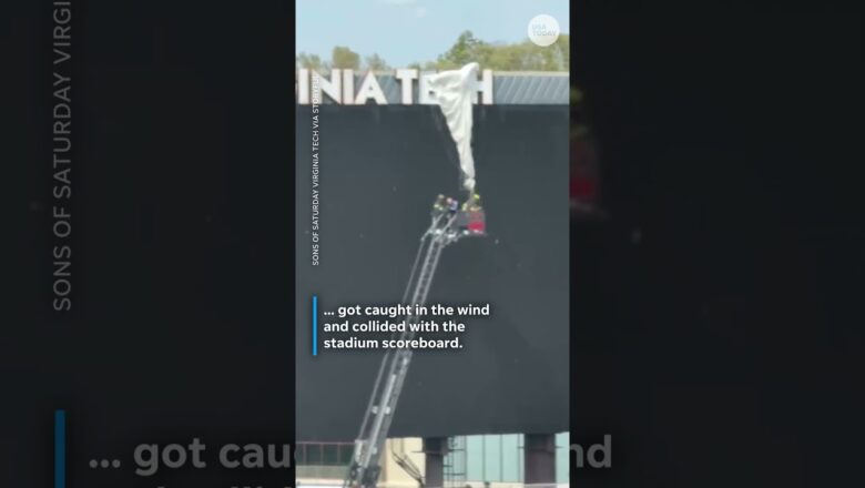 Skydiver crashes into stadium scoreboard