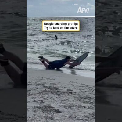 Boogie boarding pro tip: Try to land on the board