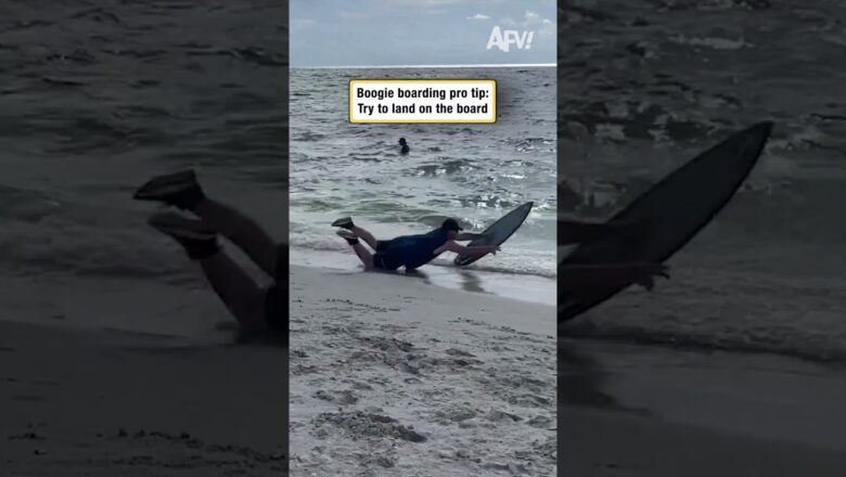 Boogie boarding pro tip: Try to land on the board