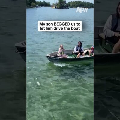My son BEGGED us to let him drive the boat