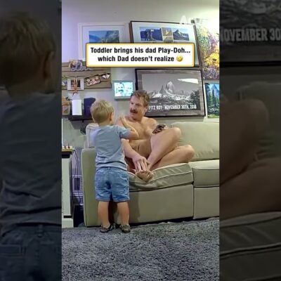 Toddler brings his dad Play-Doh… which Dad doesn’t realize 🤣