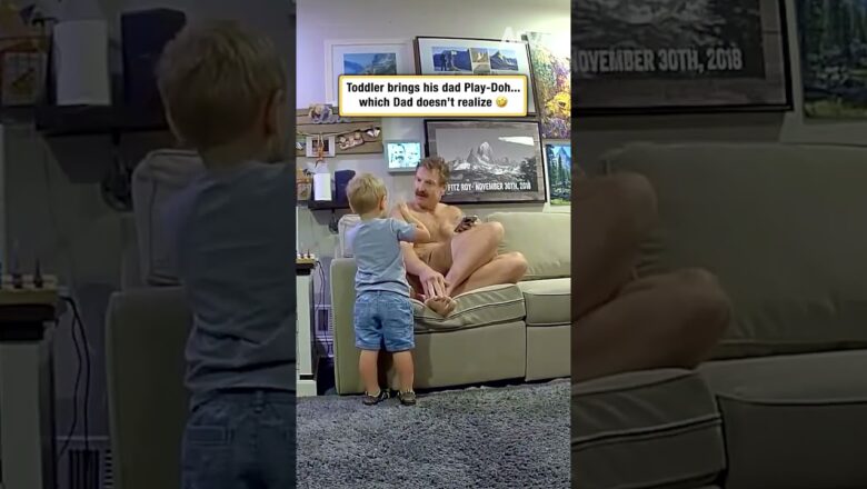 Toddler brings his dad Play-Doh… which Dad doesn’t realize 🤣