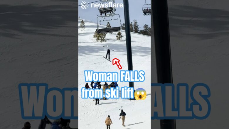 Woman Falls Of Super High Ski Lift
