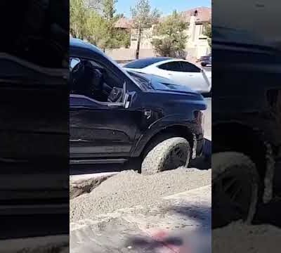 Dude did you not see the cones? #car #fail #truckfail  #concrete #constructionfail
