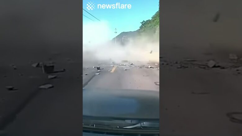 Giant Boulders Smash Into Cars