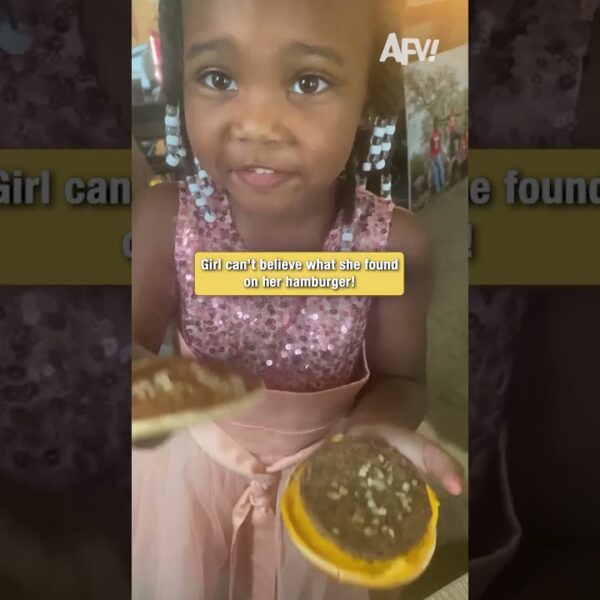 Girl can’t believe what she found on her hamburger!