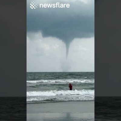 Insane Tornado Looms Over The Ocean