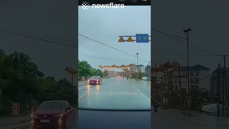 Lightining Strikes In Front Of Driver