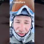 Skier Rides Avalanche Down The Mountain