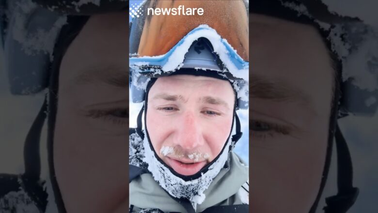 Skier Rides Avalanche Down The Mountain