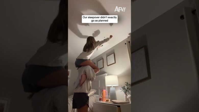 Sleepover stunt turned disaster in real time #afv #fail #hilarious