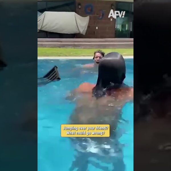 Trying to jump over friends in the pool gone wrong 🫢 #fail #funny