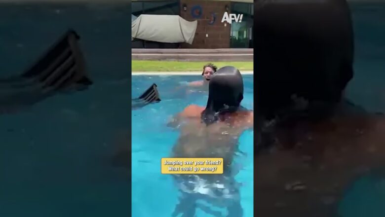 Trying to jump over friends in the pool gone wrong 🫢 #fail #funny