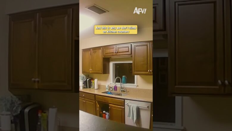 Why you should never climb on kitchen counters #fail #funny #kitchenfail