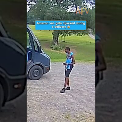 Amazon van gets hijacked during a delivery 😱