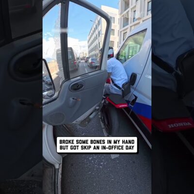Bad time to get out of the car #cctv #helmetcam #motorcycleaccident #motorcycle #shorts